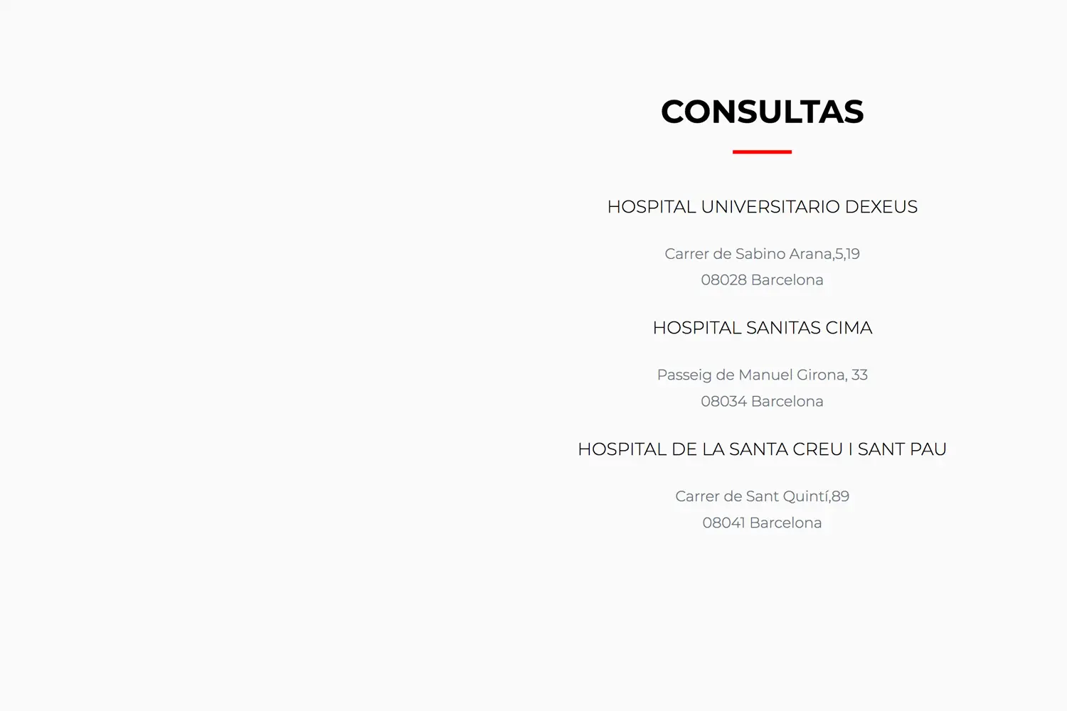 Dr de Quintana contacto ubicaciones de las consultas