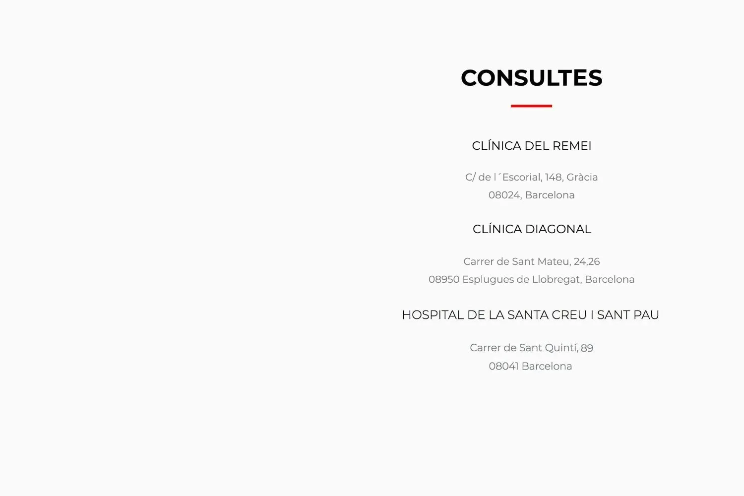 Dr de Quintana contacte ubicacions de les consultes
